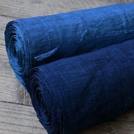倚山人|手織苧麻傳統藍染indigo夏布門簾偏硬透光手工茶席麻布