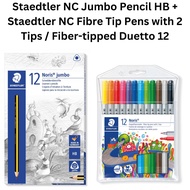 Staedtler NC Jumbo Pencil HB + Staedtler NC Fibre Tip Pens with 2 Tips / Fiber-tipped Duetto 12