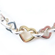 成色極佳，蒂芬妮 (TIFFANY & Co.) 925 750 (YG) 心形鏈條組合項鍊，銀金雙色，重 65 克，女士款