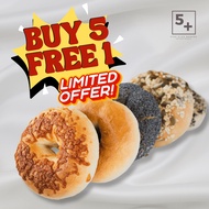 [Buy 5 Free 1] Five Plus Bagels - Non-Filled Bagels | Halal | No Egg, Oil, Milk, Sugar | 24+ Hrs Col