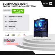 IDEALTECH LUMINANCE RUSH INTEL GAMING PC ( INTEL CORE I5 / NVIDIA RTX5060 8GB / 8GB RAM / 256GB SSD 