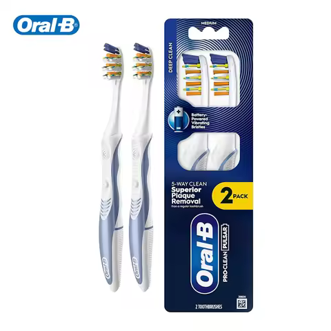 ORAL B Pro-3D White Pulsar Battery Powered Vibrating Electric Toothbrush 2 Pcs Pack