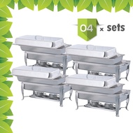 4Sets Stainless Steel 3Q Size Chafing Dish L59cm x W33cm x H33cm
