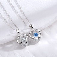 Heart-shaped Gift for Girlfriend Korean Version S999Pure Silver Vibrant Best Friend Jumping Necklace