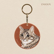 EMJOUR Double-Sided Embroidered Charm-Tabby Cat | Pet Souvenir Gift Key Ring Bag Accessories Decorat