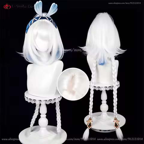 Mualani Cosplay Wig 110cm Long Braided White Blue Mixed Wigs Meztli Mualani Anime Cosplay Wigs Heat 