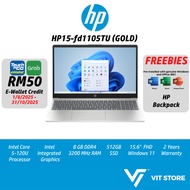 Laptop HP 15-fd1105TU GOLD A09H7PA C5-120U Intel Graphics 8GB DDR4 512GB NVMe SSD 15.6" FHD W11 2Y O