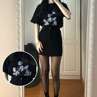 High-Waisted Short Denim Skirt Above The Knee