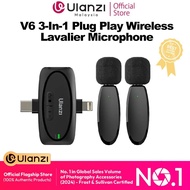 Ulanzi V6 3-in-1 Plug-Play Wireless Lavalier Microphone for iPhone/Android/Tablet/Camera A020GBB1