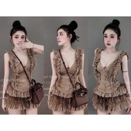 Fairy Tail Sleeveless Ruffled Robe Set with Lace Layered Skirt