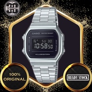 (2 Years Warranty) Jam Tangan Lelaki Casio Retro A168WEM-1 Digital Silver Stainless Steel Strap Men/