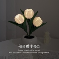 LdgTulipledSmall Night Lamp Atmosphere Decoration Bedroom Bedside Decoration Ambience Light Night Light Rechargeable OJQ