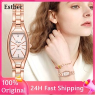 18k pawnable bracelet Watch Rose Gold Watch for women Stainless Steel Wrist Watch Rhinestone Ellipse