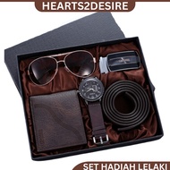 SET HADIAH LELAKI DOMPET JAM TANGAN CERMIN MATA TALI PINGGANG 4 in 1 SET HADIAH KAHWIN HARIJADI HANT