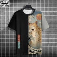 Funny Ramen Sushi Kitten Printed Tees Unisex O‑Neck Short Sleeves Retro Casual Summer Daily Clothing