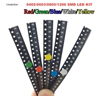 100pcs 0402 0603 0805 1206 smd led Red Yellow Green White Blue Orange light emitting diode Water Cle