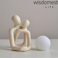 WISDOMEST Nordic Style Couple Statue, Couple Table Lamp Aesthetic Ceramic Ornaments, Creative Gift B