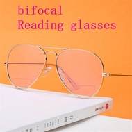 959 Anti Blue light Bifocal Reading Glasses Men Women Transparent pilot Reading Presbyopia Eye eO8
