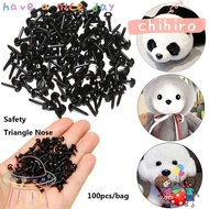 CHIHIRO 100pcs/bag Safety Triangle Noses for Teddy Dog Plastic Black 4.5X5.5MM