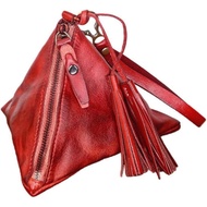 Triangle Wristlet Wallet Leather Coin Purse for Men and Women Vintage Change Bag for Cards keys and 