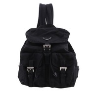二手 PRADA 雙肩包/日用包 B6677 尼龍 NERO 黑色 單肩/手提/兩用 A5 雙肩包，帶腰帶扣，女士款