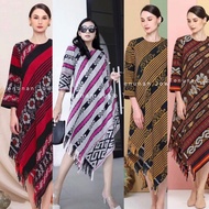 Asymmetrical ethnic dress, long asymmetrical woven dress, long slanted tassel dress, office dress, s