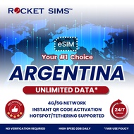 Argentina eSIM Rocket 1-3GB High Speed Data 7-15 Days | Email Delivery | Tethering & 24H Support