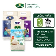 Combo of 3 Bags of Rice ST24 - ST25 - ST25 Rice and Shrimp 5kg - Genuine Rice King - Total 15kg