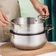Korean-Style Instant Noodle Pot Household Soup Pot Instant Noodles Pot Stainless Steel Ramen Pot Creative Binaural Small