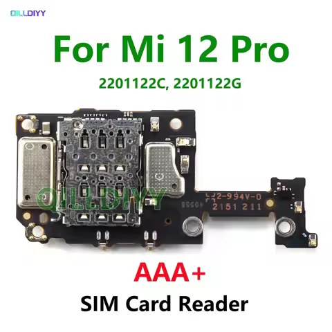 AAA+ For Xiaomi Mi 12 Pro SIM Card Slot Tray Reader LCD Screen Display Flex Cable Connector Socket B