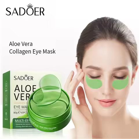 60PCS=30 Pairs Aloe Vera Eye Mask Moisturizing Collagen Hyaluronic Acid Gel Eye Patches Smoothing Re