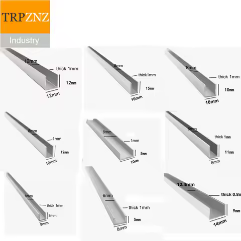 U shape Aluminum Outside width 4mm 5mm 6mm 7mm thick 0.6 0.8mm aluminum alloy glass covered edge str