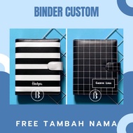 Bindermu CUSTOM Black and White Monochrome FREE Add name 20 rings A5 26r B5 6r A6 Planner Agenda Bin