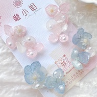 永生繡球花浪漫花嫁耳夾