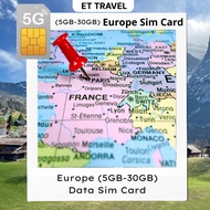 【EU 45】Europe Sim Card (3GB - 30GB) Roaming Data Travel Sim Card | 3GB - 50GB | ET Travel Sim Card