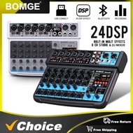 8HXR BOMGE 8 Channel Mini Audio Mixer Line Mixer, DC 5V, Bluetooth, 48V, 24DSP Effects for Small Clu