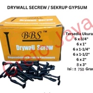 (1 BOX) Gypsum Screws 6x3/4 6x1 6x1 1/4 6x1 1/2 6x2 8x3 Black Bolt Nuts Gypsum Drywall 8 x 3