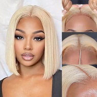 QNQZ 10inch Blonde Bob Wig Human Hair Pre Plucked Pre Cut 9x6 Blonde HD Lace Closure Wig 613 Pre Ble
