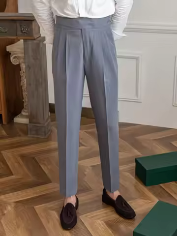 Naples Casual Business Attire Bottoms Men's Italian Gurkha Classic Trousers Adjustable Waist Comfort
