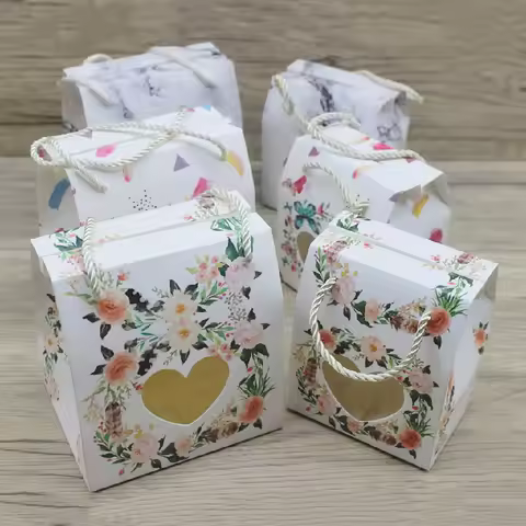 10Pcs 11.7x11.4x9.2cm/10.3x8.8x6.89cm White / Kraft Paper Gifts Package Box DIY Handmade Paper Windo