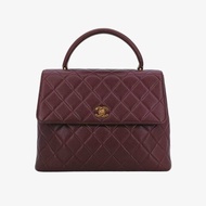 CHANEL Vintage Burgundy Caviar Leather Quilted Kelly Handbag