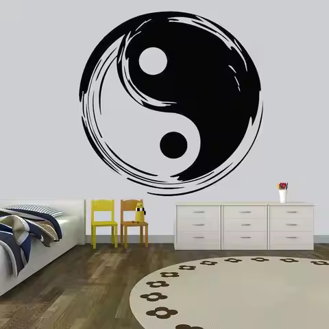 Vinyl Window Decals Yin Yang Wall Decal Taoism Vinyl Wall Sticker Floral Balance Gift Ying Yang Daoi