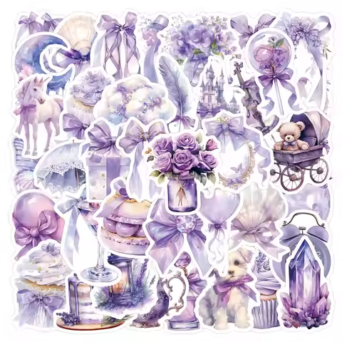 60Pcs Cute Purple Girls Stickers Coquette Decals For Phone Notebook Suitcase Skateboard Guitar DIY W