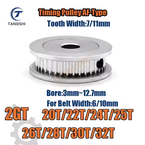 2GT 20/22/24/25/26/28/30/32 Teeth Timing pulley Bore 3~12.7mm Width 6/10mm GT2 20T 22T 24T 25T 26T 2