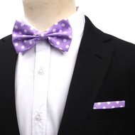 Houseofcuff Bowtie Pocket Square Handkerchief Lilac Polka A39