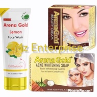 Arena Gold Acne Whitening Face wash Lemon Facewash / Facial Cleanser + Arena Beauty Cream + Arena So