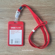 UHOO6638 Red Card Holder With Plastic Clip Strap