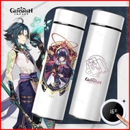 GN Genshin Impact Thermos Cup Anime  Bottle Double Layer 304 Stainless Steel 500ML Temperature Displ