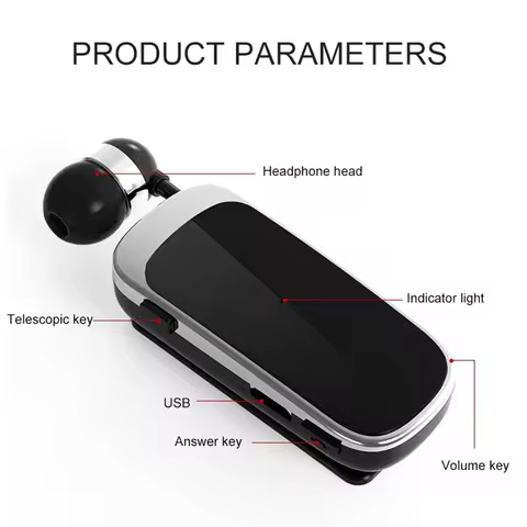 K52 Wireless Business BT Headset in-Ear Retractable Earphone Hands-free Sport Driver Earphone Telesc