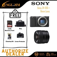 (Ready Stock) Sony ZV-E10 Mirrorless Camera with Sony E 11mm f/1.8 Lens